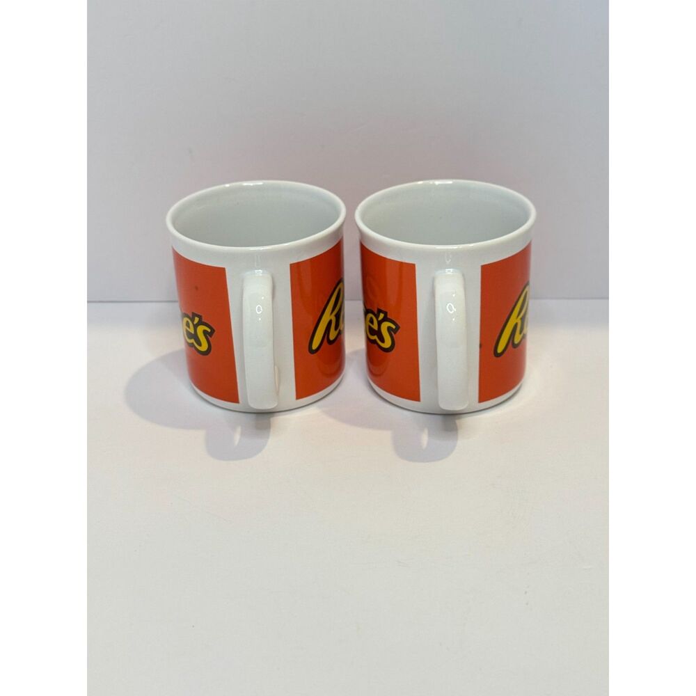 Reese’s Coffee Mug Set Lot of 2 Orange Ceramic Cups Galerie Peanut Butter Candy - Picture 4 of 6